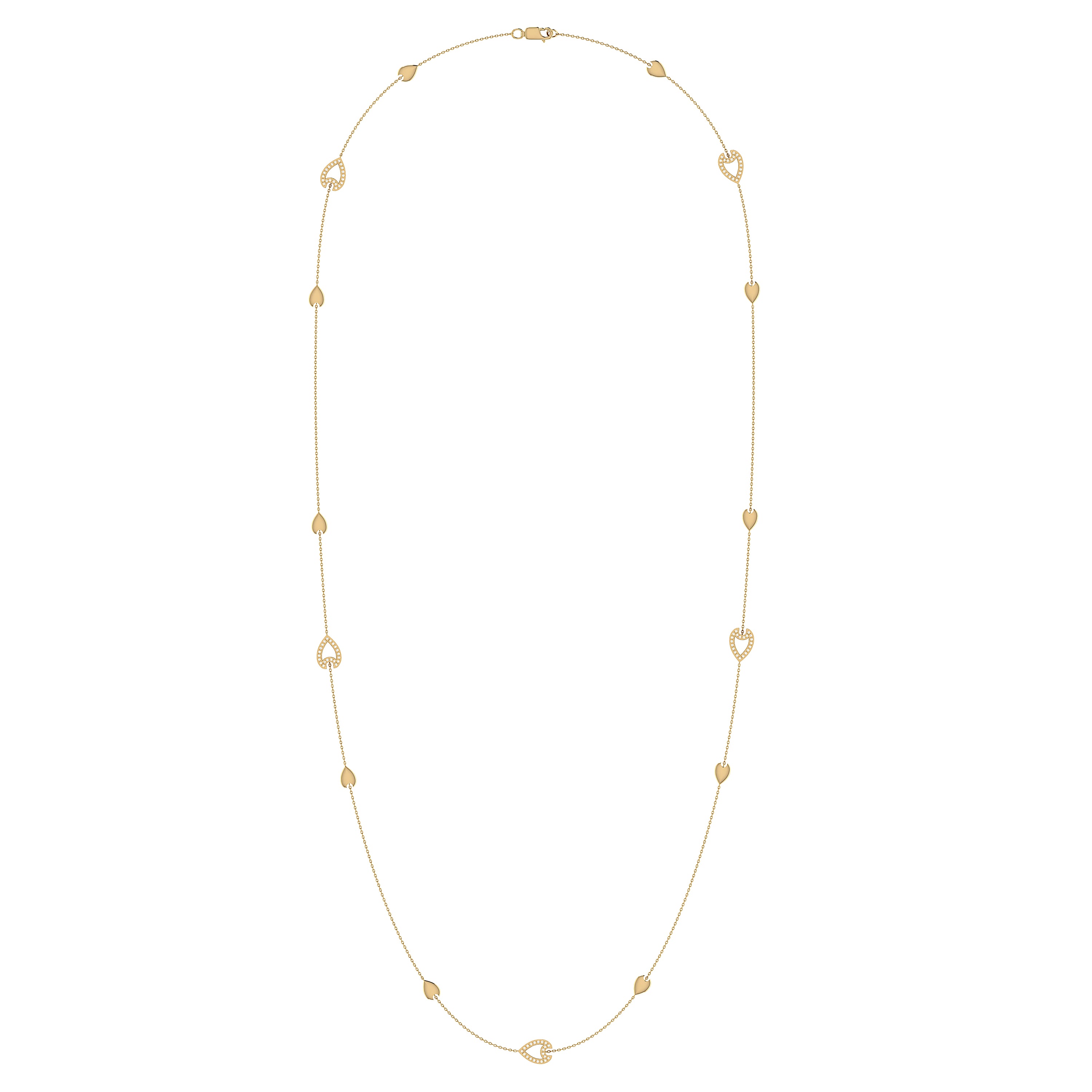 Avani Open Raindrop Layered Diamond Necklace in 14K Yellow Gold with sparkling diamonds and elegant raindrop design on a cable chain.